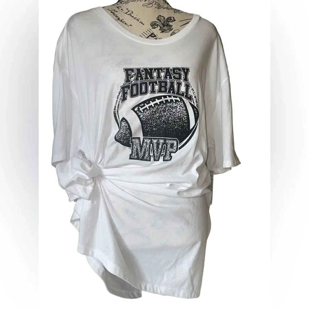 LuLaRoe Unisex Adults 2XL Hudson Short Sleeve Shirt “Fantasy Football MVP”